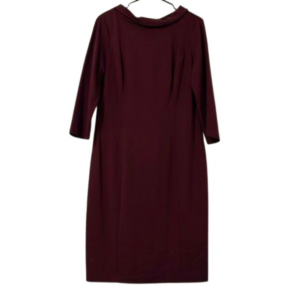 Talbots Cowl Neck Ponte Knit Midi Dress Scuba Stretchy Womens 10 Plum Career - Picture 1 of 12